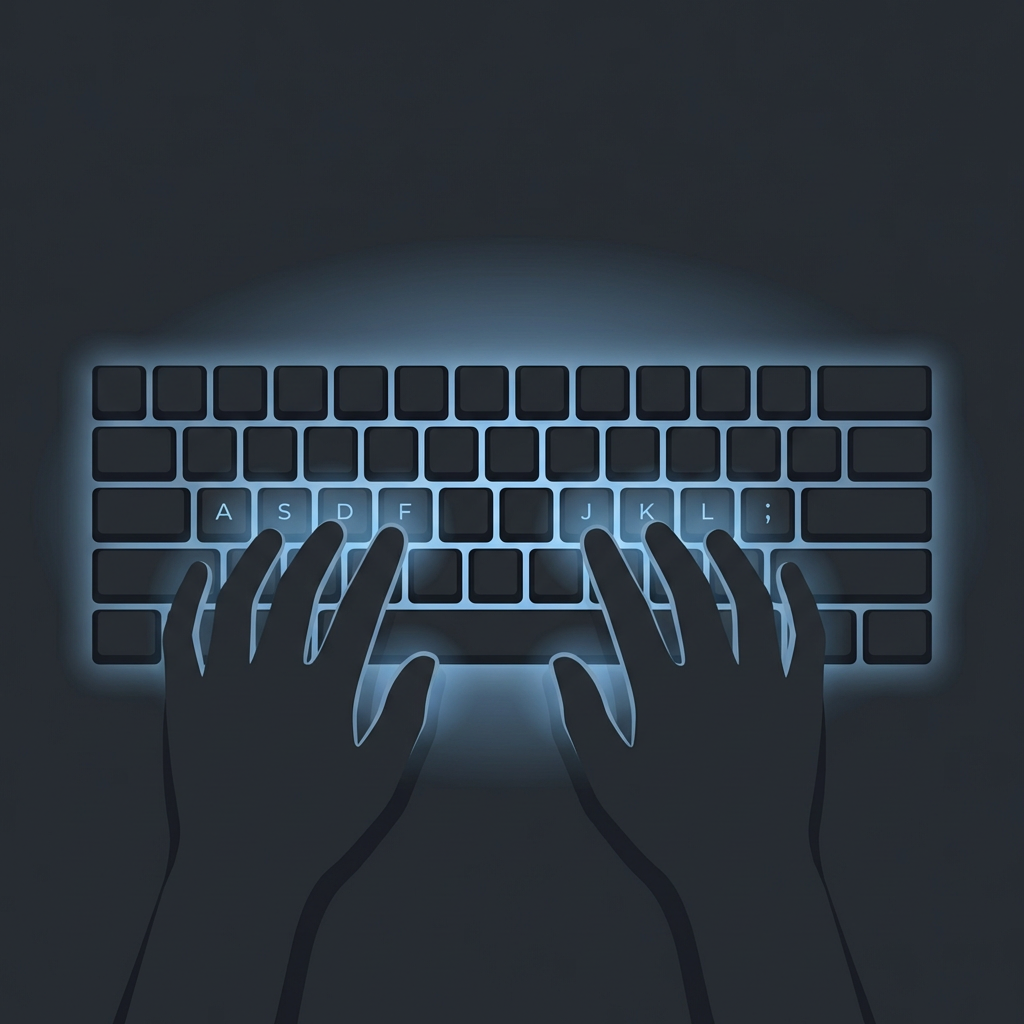 キーボードのホームポジションに手を置くイメージ